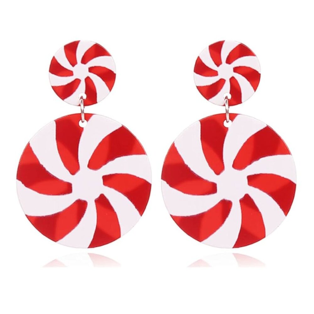 Lightweight Christmas Peppermint Earrings in Red, NWT
